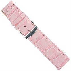 Pink mat læder urrem med imiteret alligator look med guld spænde, bredde 14 mm og længde 180 mm
